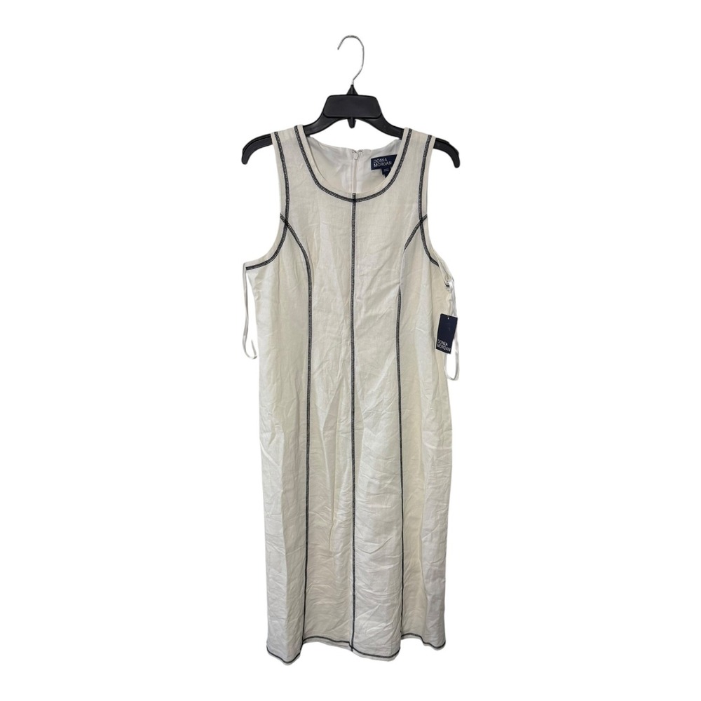 Donna Morgan Ivory Linen Blend Contrast Stitch Sleeveless Midi Dress DT337M 14